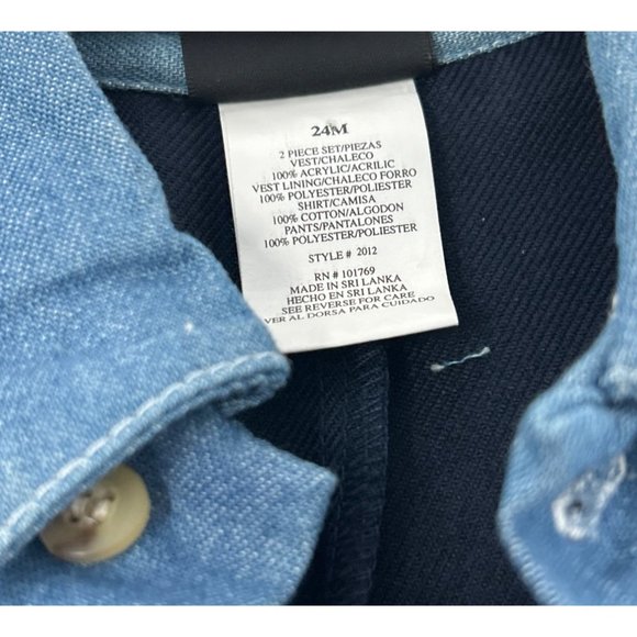 Boys 1 Piece Outfit - Navy Blue, Light Blue, & Red Plaid - Size 24 M - Picture 8 of 8